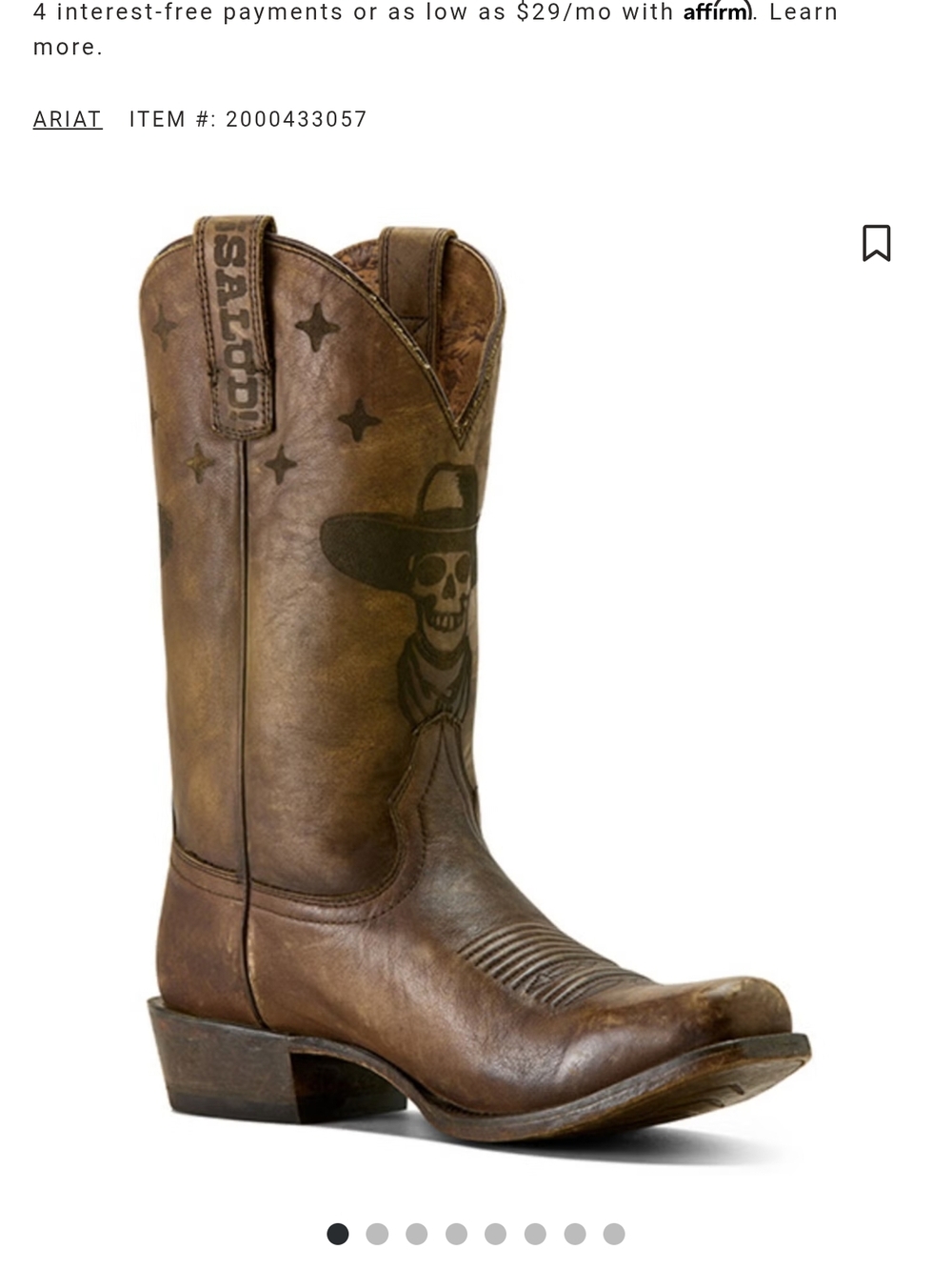 NWTs Ariat Hi Stepper Senero Pecan Brown Embossed Western Boots-size 9.5 EE - Picture 10 of 16